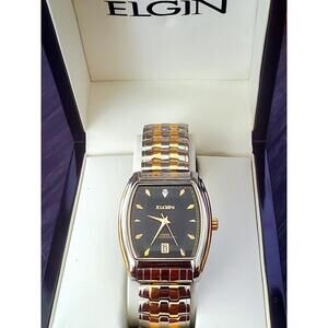 Rare Elgin Lord Diamond Dial Barrel Dress Watch Box Papers